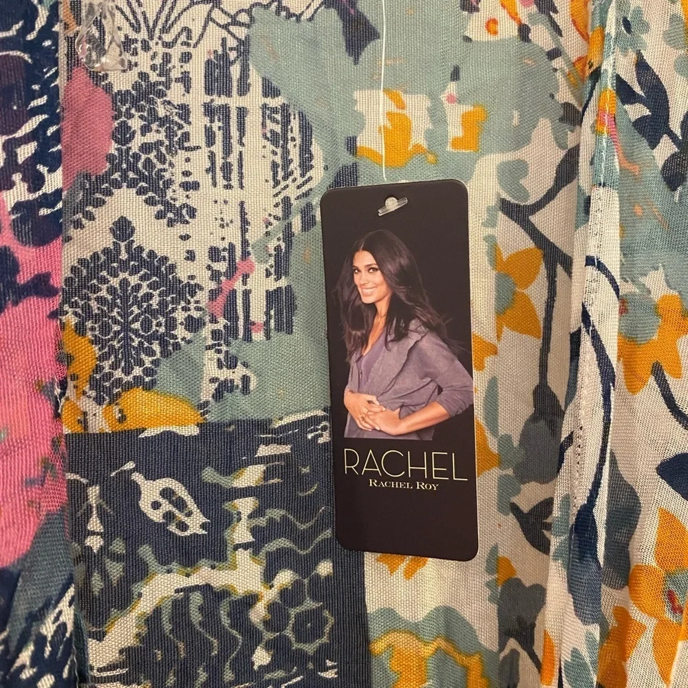 Rachel Roy Cover Up Kimono NWT Sz OS Sheer Floral Print Tie Front Or Wear Open